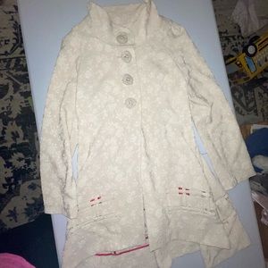 “An Ren: New York” designer Cream colored fit and flat - light-trench coat style